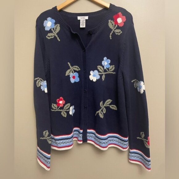 Northern Reflections Vintage Floral Cardigan Button Up Knit Made in Hong Kong LG - Picture 5 of 6
